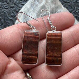 Red Tigers Eye Stone Crystal Jewelry Earrings